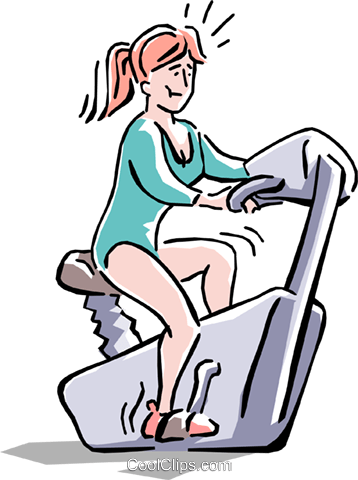Woman On A Stationary Bike Royalty Free Vector Clip - Woman On A Stationary Bike Royalty Free Vector Clip (358x480)