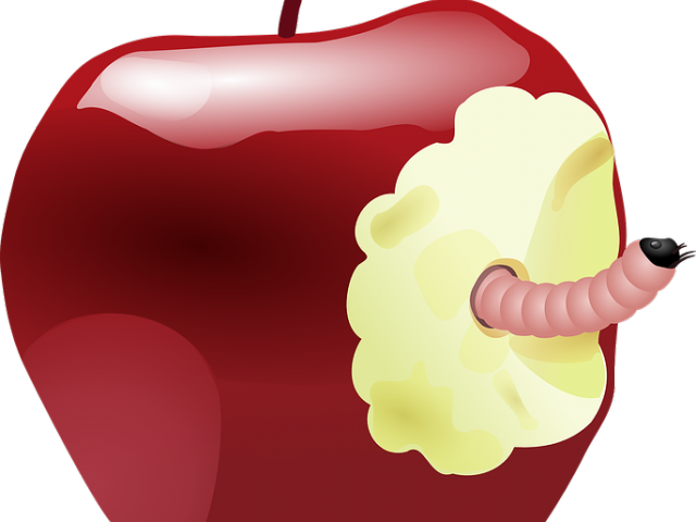 Snow White Clipart Bitten Apple - Apple With Worm (640x480)