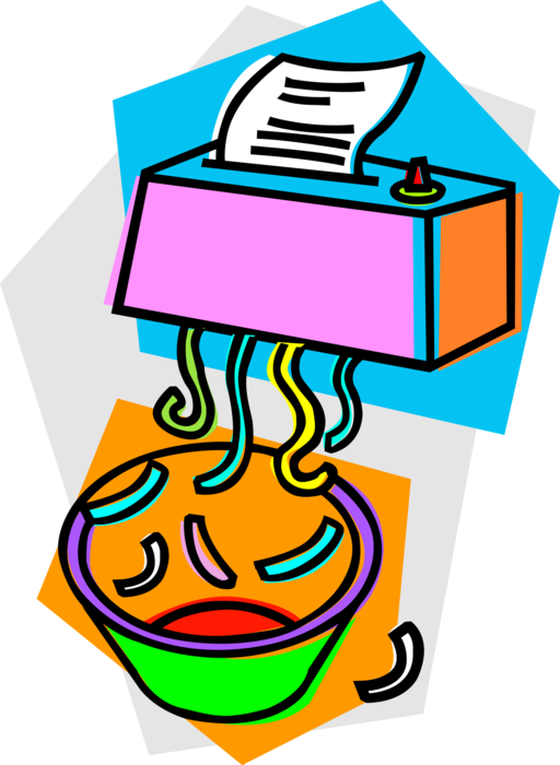 Vector Illustration Of Office Paper Shredder Destroys - Vector Illustration Of Office Paper Shredder Destroys (512x700)