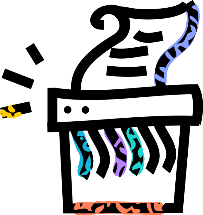 Vector Illustration Of Office Paper Shredder Destroys - Illustration (661x700)