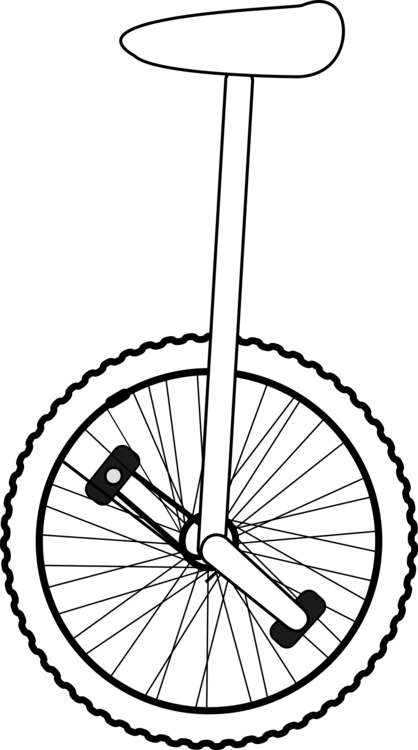 Bicycle Drawing Wheel - Unicycle Clipart Black And White (418x750)