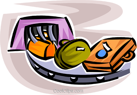 Luggage On A Conveyor Belt Royalty Free Vector Clip - Luggage On A Conveyor Belt Royalty Free Vector Clip (480x334)