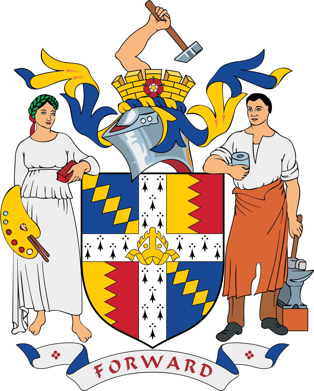 Birmingham Council Wikipedia - Birmingham City Coat Of Arms (1200x1553)