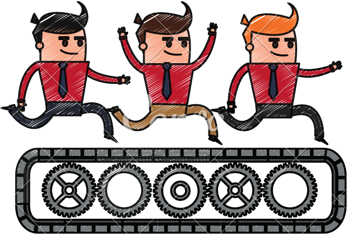 Men On Conveyor Belt - Cartoon (800x800)