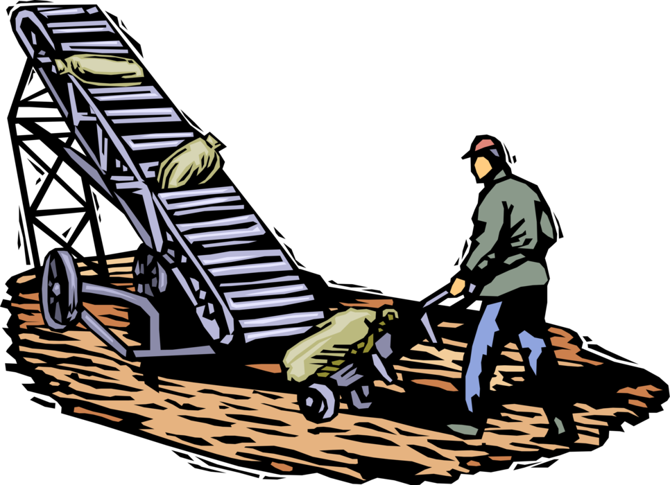 Vector Illustration Of Farm Worker With Wheelbarrow - Vector Illustration Of Farm Worker With Wheelbarrow (966x700)