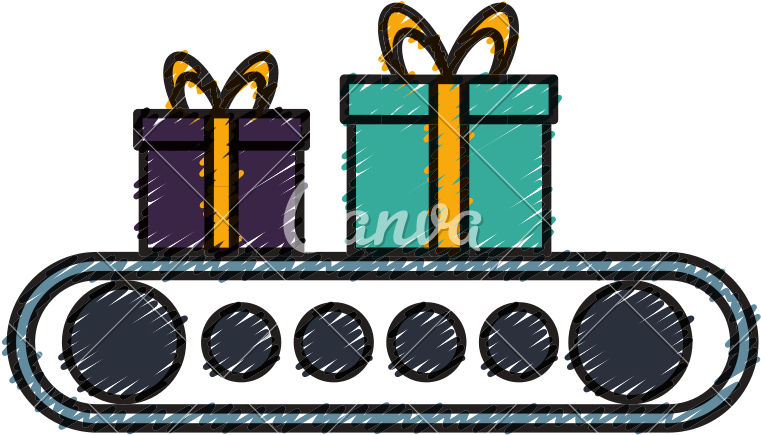 Cardboard Boxes On Conveyor Belts - Cartoon Conveyor Belt (800x800)