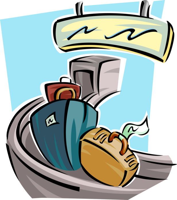 Vector Illustration Of Airport Arrivals Lounge Passenger - Gepäckband Clipart (617x700)