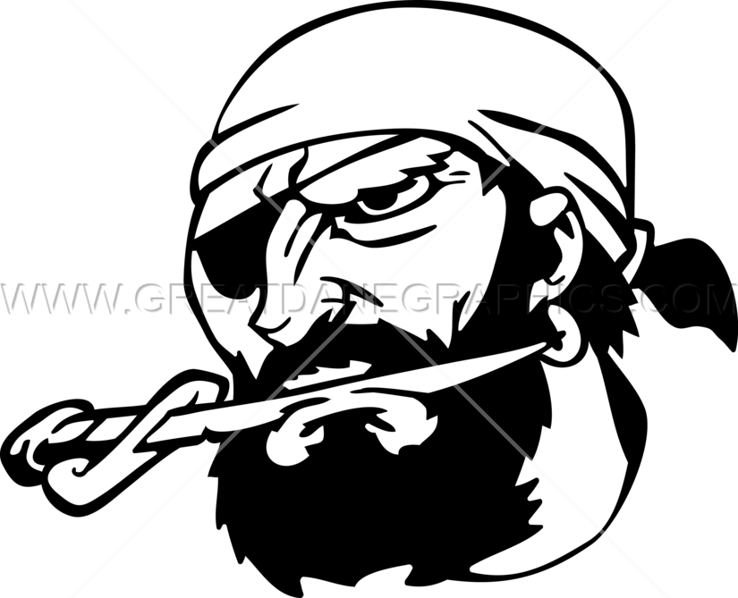 Pirate Biting Sword - Printed T-shirt (825x669)