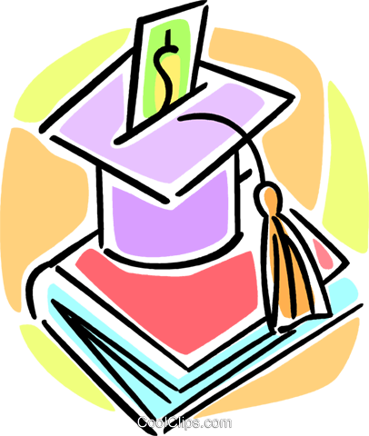 Graduation Cap And School Book Royalty Free Vector - Clip Art (406x480)