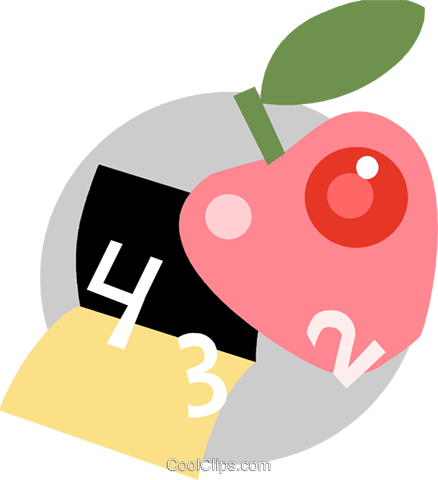 Apple And School Book Royalty Free Vector Clip Art - Apple (438x480)