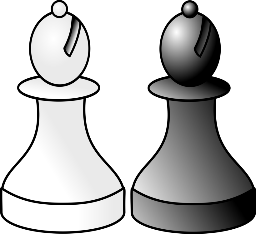 Chess Piece Bishop King Knight - Chess Bishop Black And White (819x750)