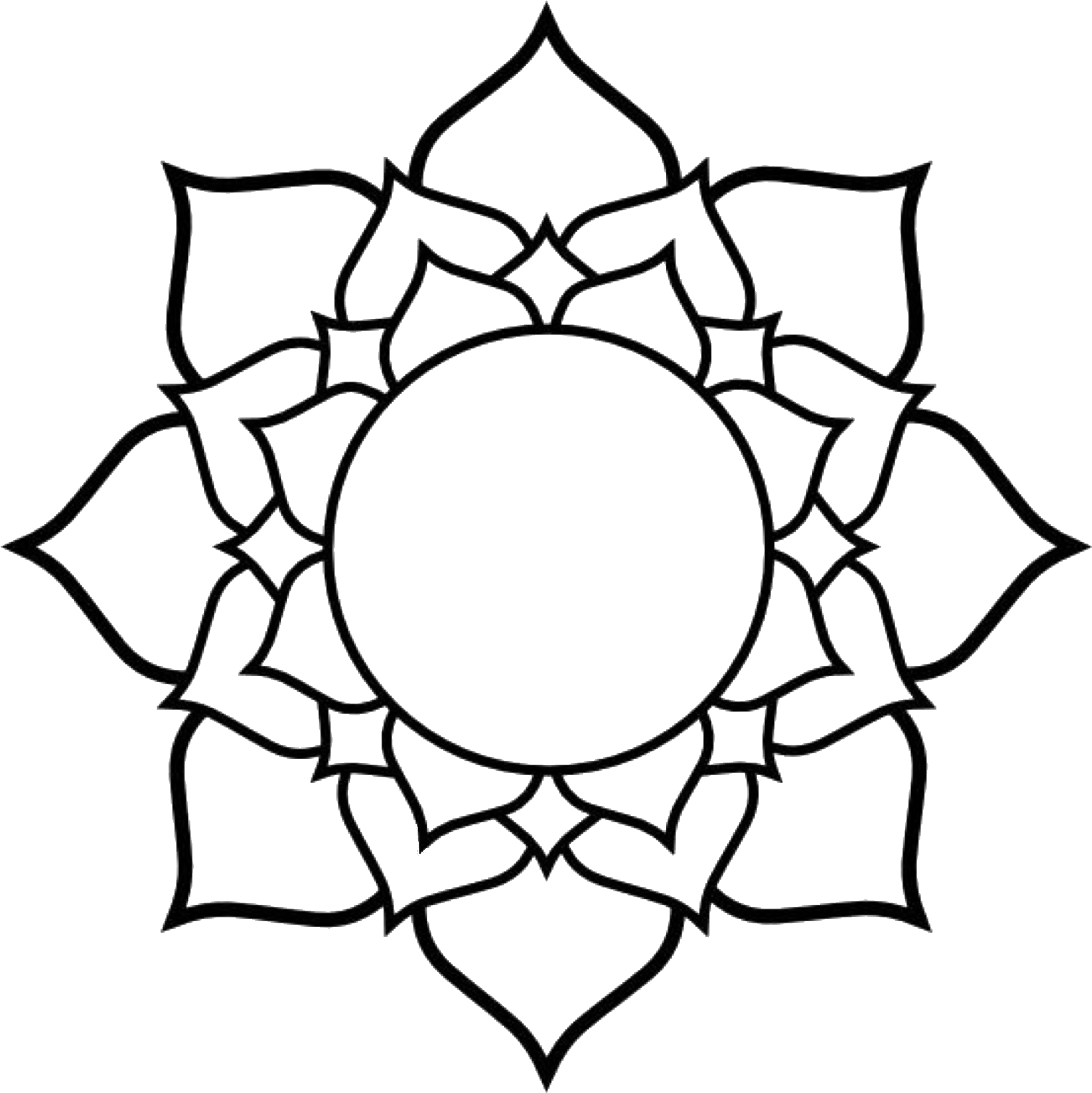 Mandala Clipart Western - Open Lotus Flower Drawing (2048x2048)