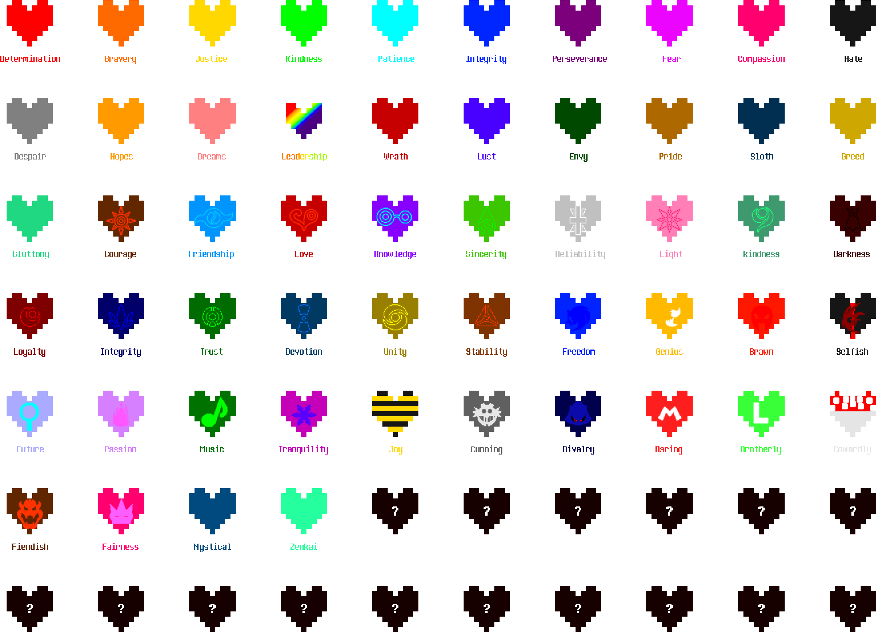 [undertale/blazetale] Soul Chart By Deathbonedragon666 - Undertale Soul Chart (3200x2400)