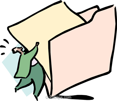 Giant Workload Royalty Free Vector Clip Art Illustration - Files And Folders (480x413)