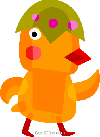 Easter Chick Royalty Free Vector Clip Art Illustration - Chicken (352x480)