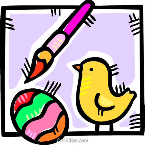 Painted Easter Egg And A Easter Chick Royalty Free - Painted Easter Egg And A Easter Chick Royalty Free (480x479)