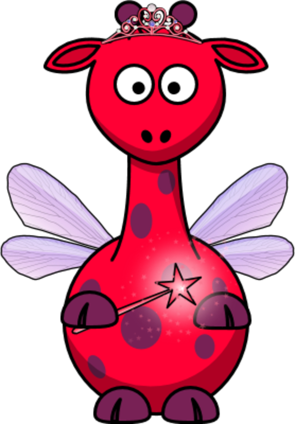 Giraffe As A Fairy - Clip Art (600x863)