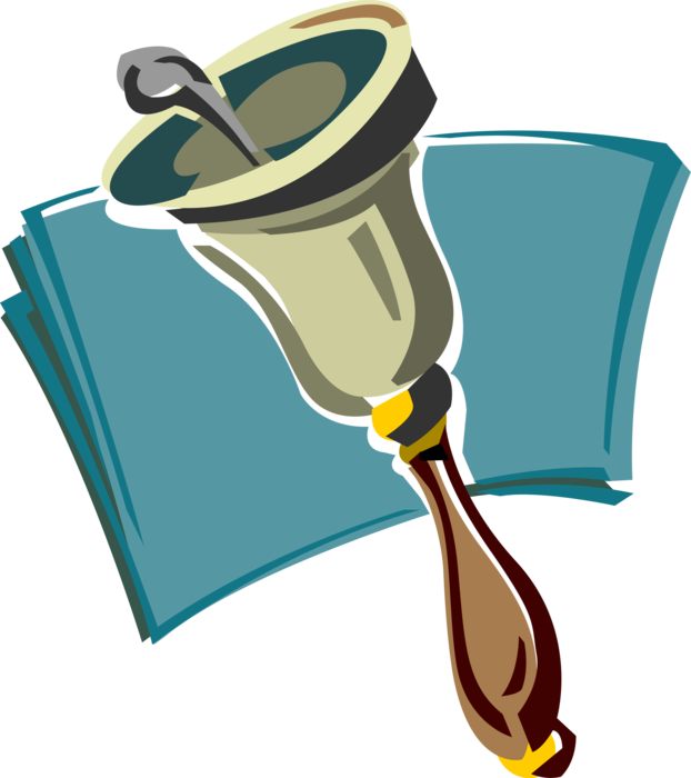 Vector Illustration Of School Bell Or Hand Bell Ringing - Vector Illustration Of School Bell Or Hand Bell Ringing (622x700)