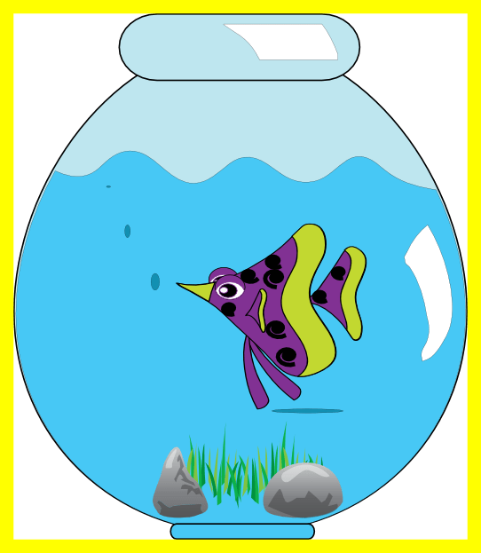 Image Black And White Fish Bowl Clipart Clip - Fish In A Bowl Clipart Png (542x623)