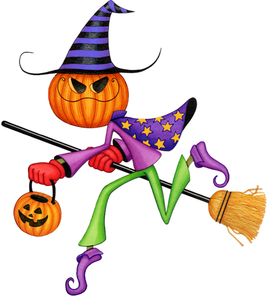 Scarecrows With Pumpkin Heads - Halloween (542x600)