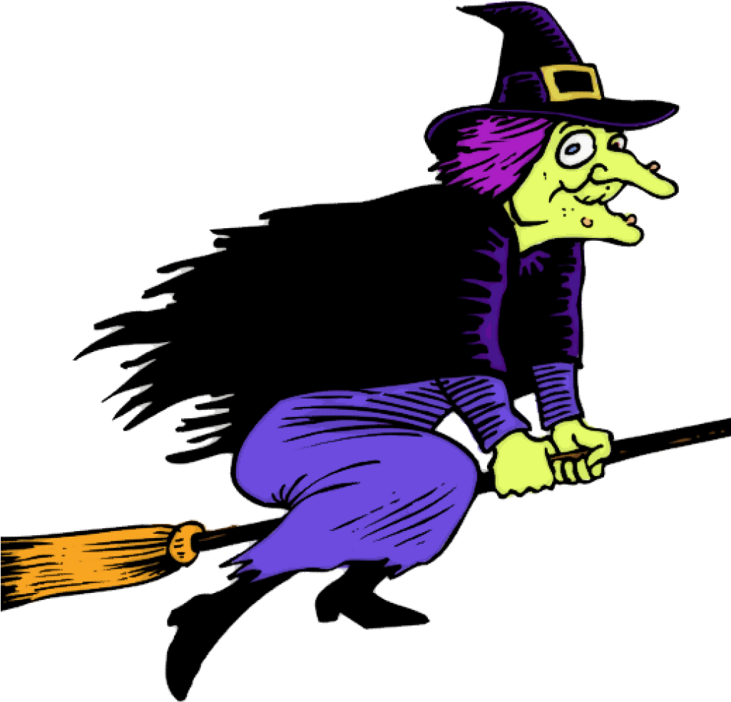 Witch On Broom Clipart This Cartoon Clip Art Of A Witch - Witch On Broomstick Clipart (1024x1024)