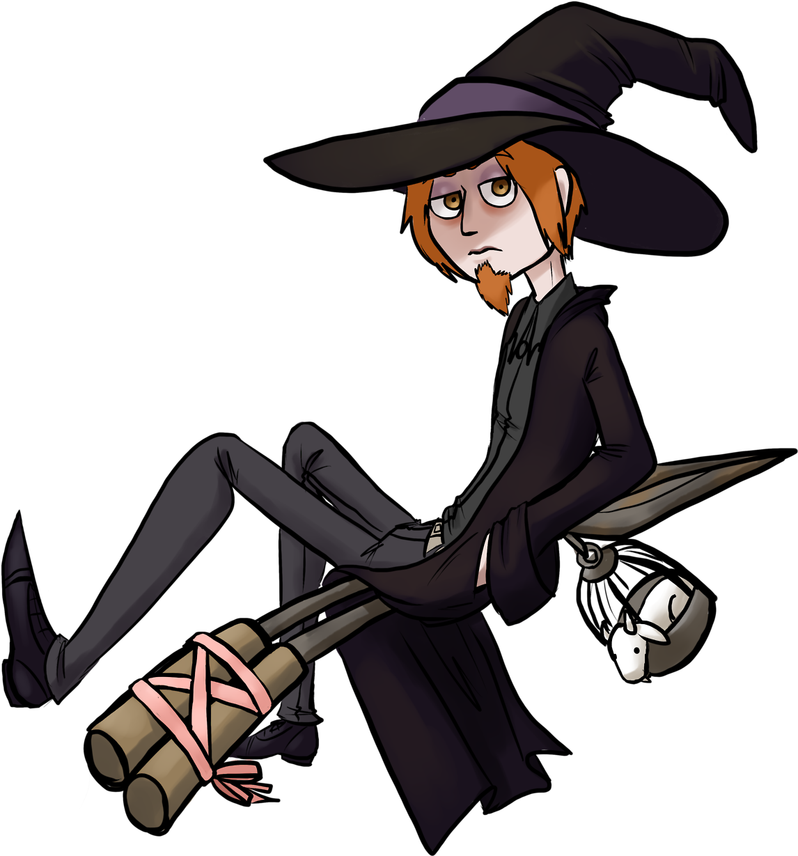 Clipart Broom Drawing Doodle - Warlock On A Broom (1280x1430)