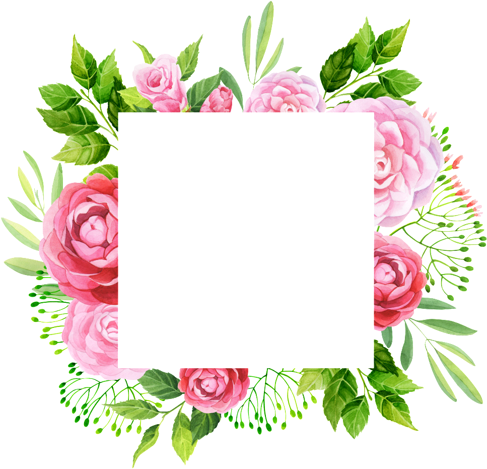 Hand Painted Peony Flower Frame Png Transparent - Leaf Painting Png (1024x1024)