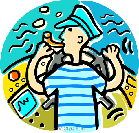 Captain At The Helm Of His Vessel Royalty Free Vector - El Marinero Baila (480x459)