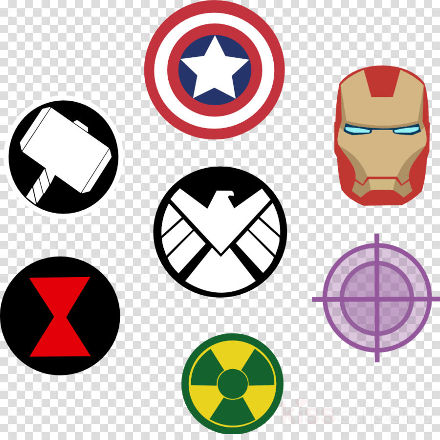 Avengers Symbol Clipart Black Widow Thor Captain America - Avengers Symbols (900x900)