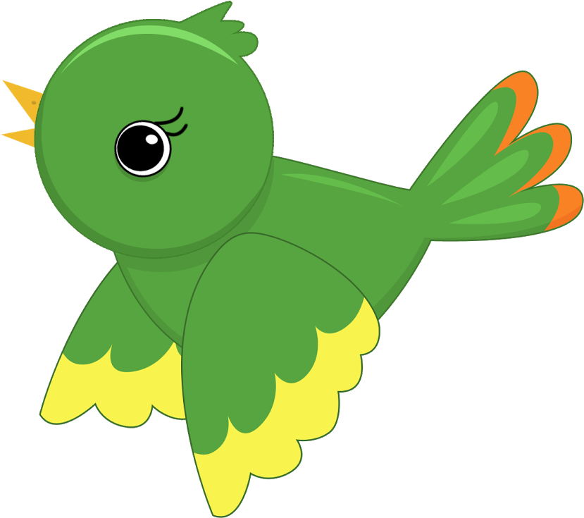 B *✿* De Duda Cavalcanti - Green Cartoon Bird Clipart (865x865)