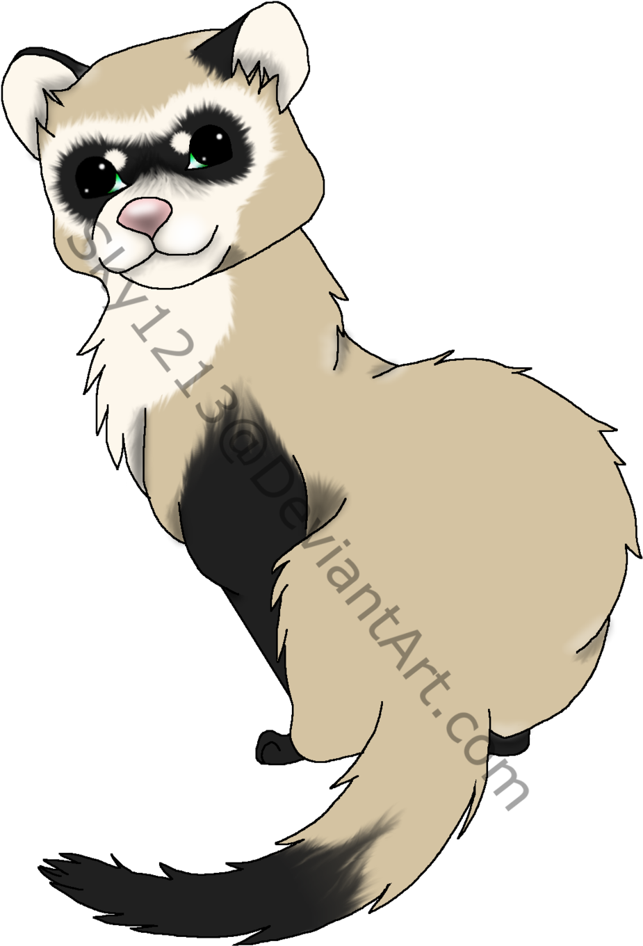Drawn Ferret Black Footed Ferret - Black Footed Ferret Cartoon (1024x1440)