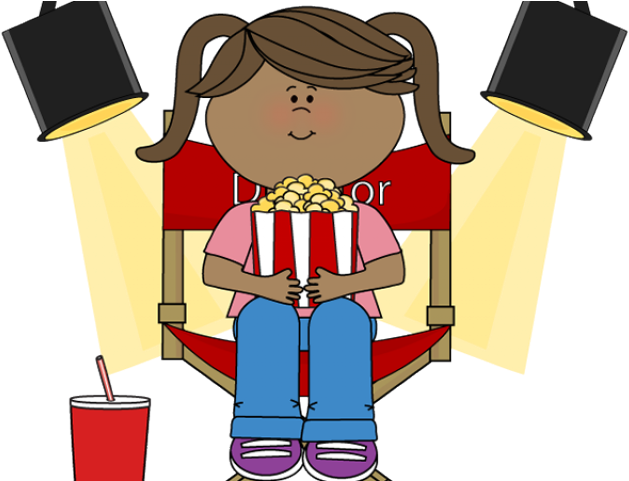 Director Chair Clipart - Kids Eating Popcorn Clipart (640x480)