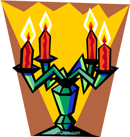 Christmas Candelabra Royalty Free Vector Clip Art Illustration - Christmas Candelabra Royalty Free Vector Clip Art Illustration (455x480)
