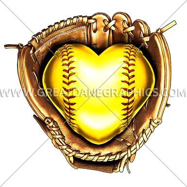 Fastpitch Heart Production Ready Artwork For T-shirt - Softball (385x385)