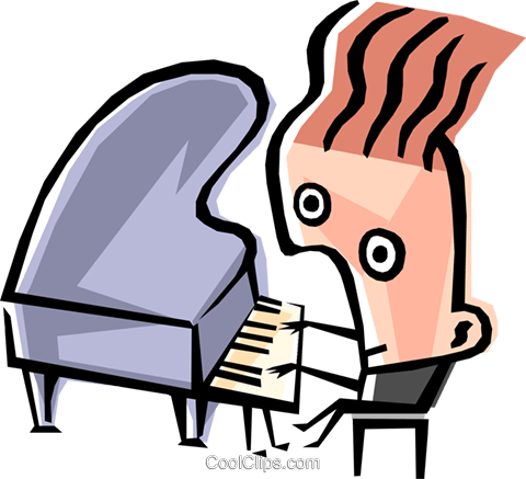 Cool Musician Royalty Free Vector Clip Art Illustration - Piano (480x437)