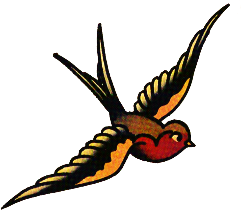 Sailor Jerry, Tattoo, Swallow - Old School Tattoo Swallow (1000x874)