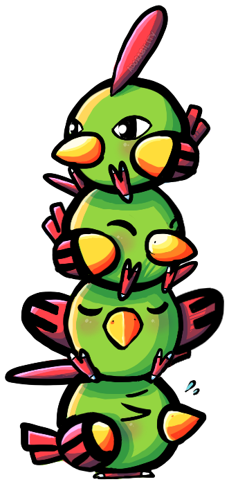 Isn't This Natu Totem Pole Cute - Natu Pokemon (416x724)