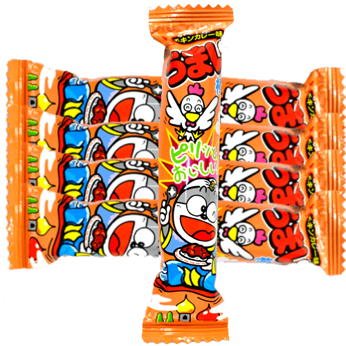 Umaibo Chicken Curry - 駄菓子うまい棒 チキンカレー味入 (500x500)