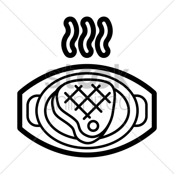 Sizzling Plate Vector Clipart Drawing Clip Art - Sizzling Plate Black And White (600x600)