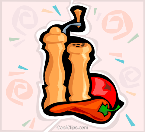 Salt And Pepper Shakers With Peppers Royalty Free Vector - Illustration (480x438)
