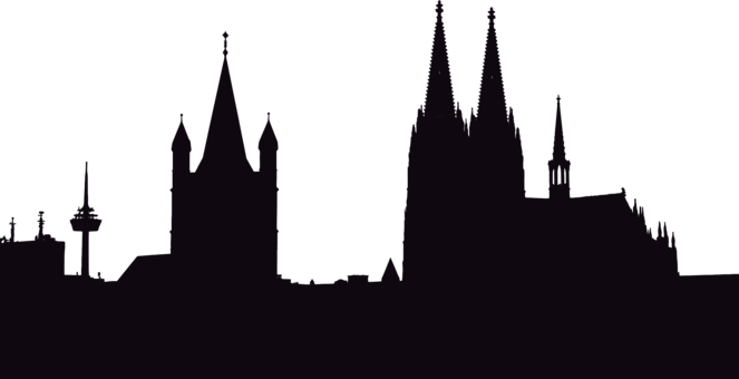 Cologne Silhouette Skyline Drawing - Germany Silhouette Png (663x340)