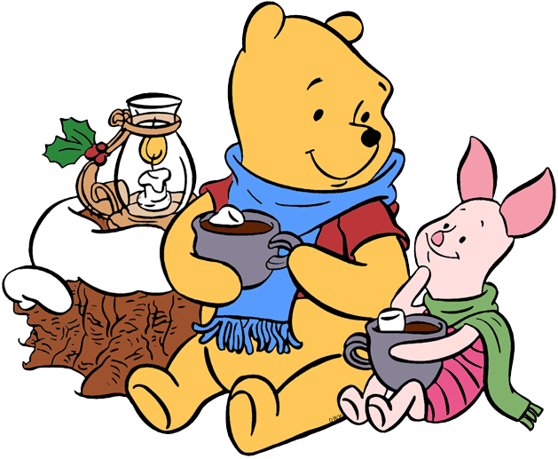 Png Library Hot Coco Clipart - Pooh Piglet Christmas (629x517)