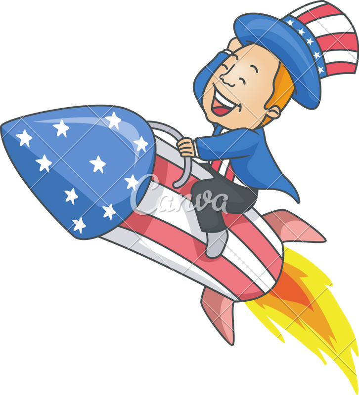 Man Uncle Sam Rocket Illustration - Uncle Sam Riding A Rocket (726x800)