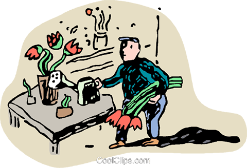 Gardener Watering His Plants Royalty Free Vector Clip - Illustration (480x328)