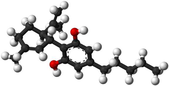 “although The Exact Mechanism And Magnitude Of Effects - Thc Molecular Structure 3d (627x345)