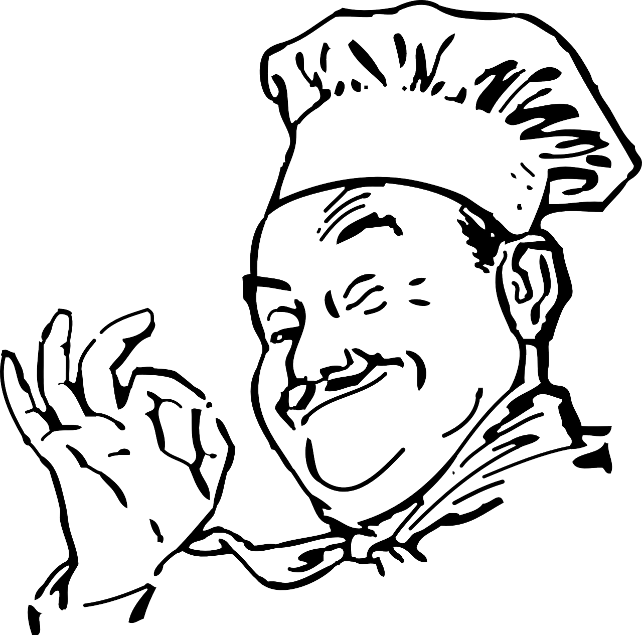 I Love Eating Pecan Pies - Cartoon Chef Black And White (1280x1266)