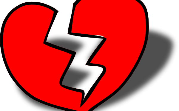 Broken Heart Clipart Lot Heart - Blue Broken Heart Png (600x372)