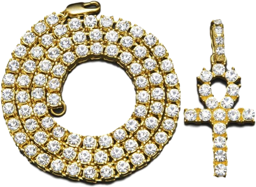 Clip Art Transparent Ankh Drawing Gold - Tennis Chain Iced Out (940x940)
