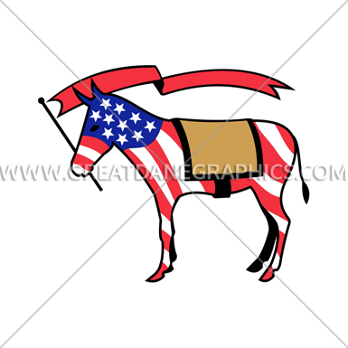 Democrat Donkey Stripes - Cartoon (385x385)