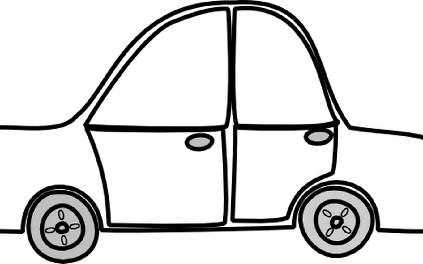 Car Outline Clip Art At Clkercom Vector Clip Art Online - Car Cartoon Black And White Png (1368x855)